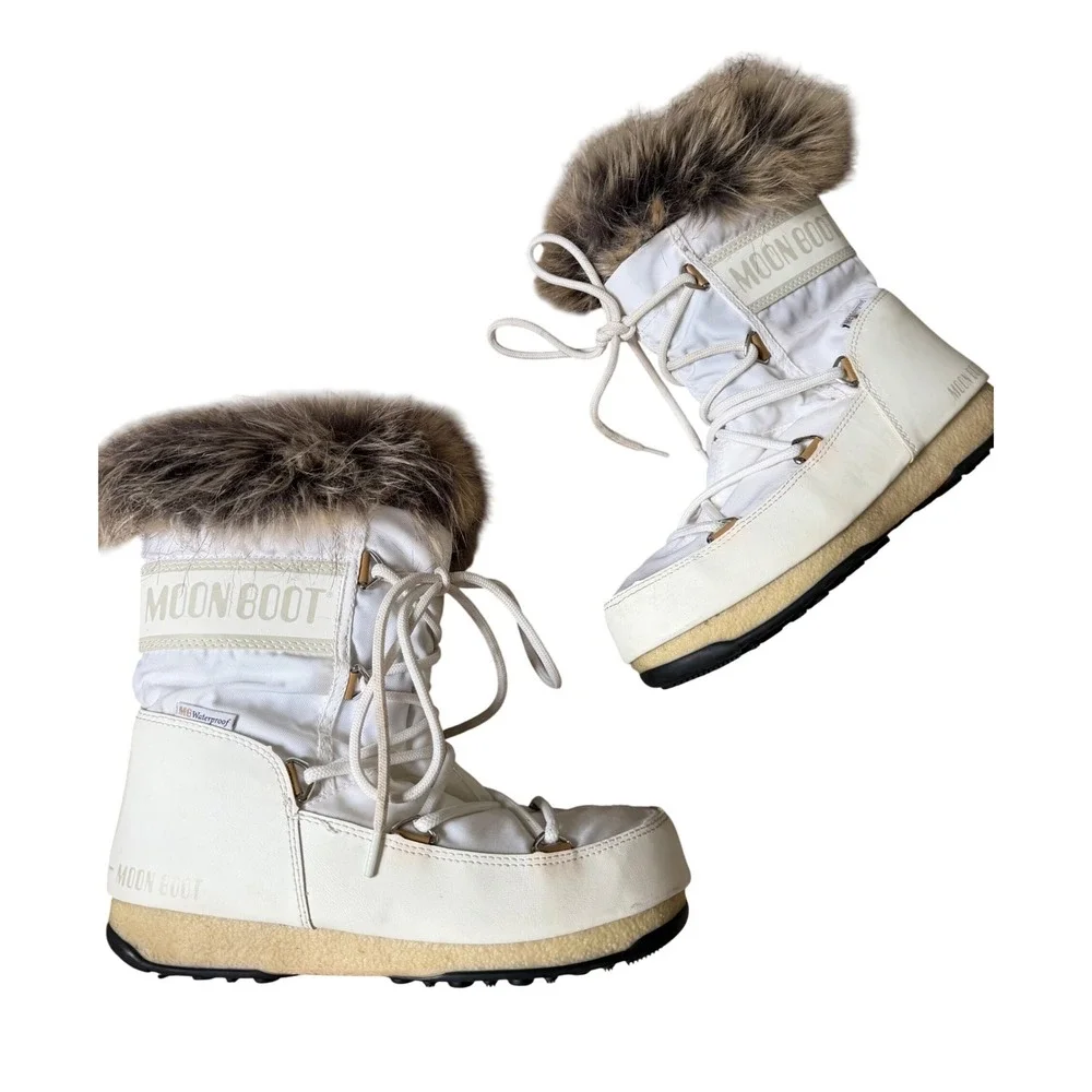 Moon Boot W.E. Monaco Low Women's Winter Boot White Fur US 5 EU 37